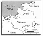 detail of Eastern Europe map